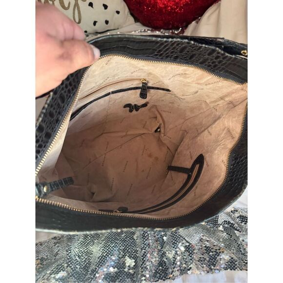 Vintage dark green/black brahmin Asher tote bag/purse pocketbook melbourne/asher - Picture 4 of 8